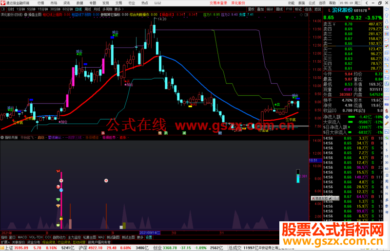 通达信集合多种指标共振副图指标 源码